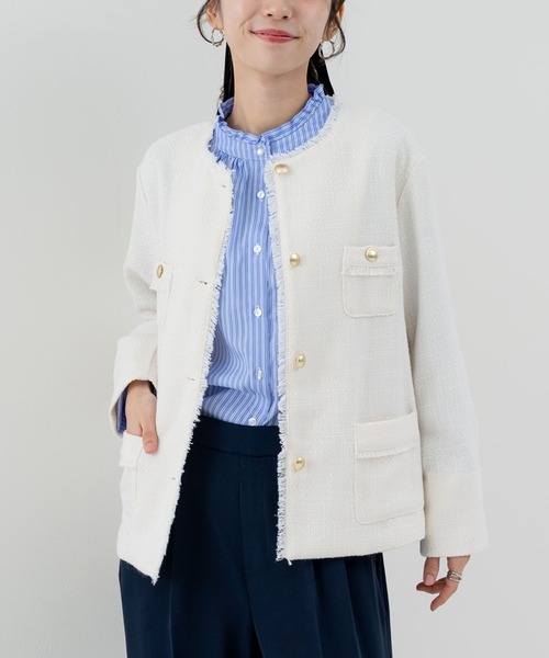 ANNA LUNA(アンナルナ)の「【ANNA LUNA】 さりげない甘さで、きちんと見えも叶う 衿 フリル ブラウス(シャツ/ブラウス・レディース・サックスブルー/オフホワイト・MEDIUM)」の12枚目の写真