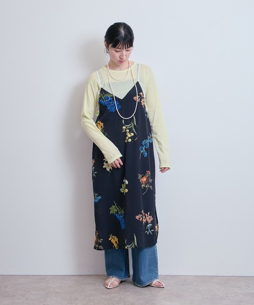 LHELBIE（レルビエ）の「プリントキャミワンピース（ワンピース・レディース・オフホワイト/ブラック・M）」の4枚目の写真