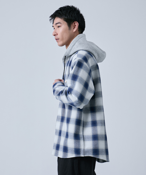 B.C STOCK（ベーセーストック）の「ビックチェック柄 フード シャツ（シャツ/ブラウス・メンズ・グレー/ブルー系その他/レッド・MEDIUM/LARGE）」の21枚目の写真