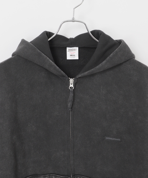 B.C STOCK（ベーセーストック）の「【ANTS & ELEPHANTS】ブリーチ加工 ショート丈 ダブルジップ裏毛パーカー（パーカー・メンズ・ブラック/レッド/ブラウン/ネイビー・LARGE/MEDIUM）」の14枚目の写真