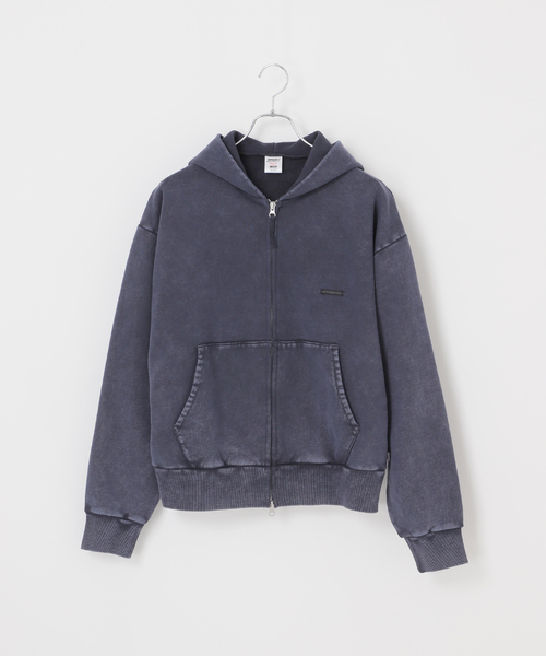 B.C STOCK（ベーセーストック）の「【ANTS & ELEPHANTS】ブリーチ加工 ショート丈 ダブルジップ裏毛パーカー（パーカー・メンズ・ブラック/レッド/ブラウン/ネイビー・LARGE/MEDIUM）」の22枚目の写真