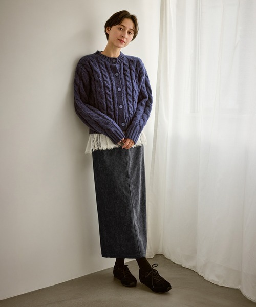 ROPE' PICNIC（ロペピクニック）の「シェニール織アイラインスカート（スカート・レディース・チャコールグレー/キナリ・L/M/S）」の3枚目の写真