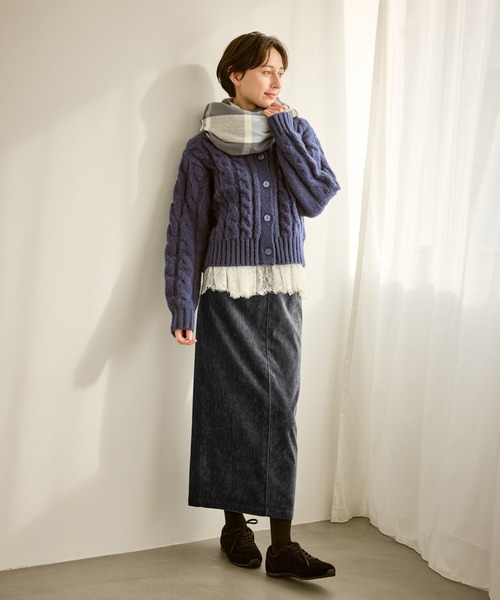 ROPE' PICNIC（ロペピクニック）の「シェニール織アイラインスカート（スカート・レディース・チャコールグレー/キナリ・L/M/S）」の5枚目の写真