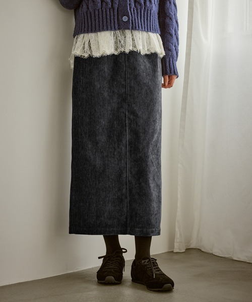 ROPE' PICNIC（ロペピクニック）の「シェニール織アイラインスカート（スカート・レディース・チャコールグレー/キナリ・L/M/S）」の6枚目の写真