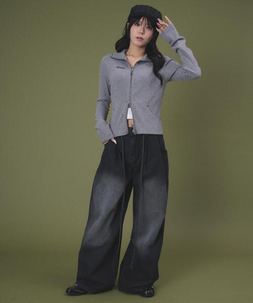 dispark（ディスパーク）の「DISPARK/【26年春夏新作】サークルスターロゴジップTOP（Tシャツ/カットソー・レディース・ブラック/杢グレー・FREE）」の4枚目の写真