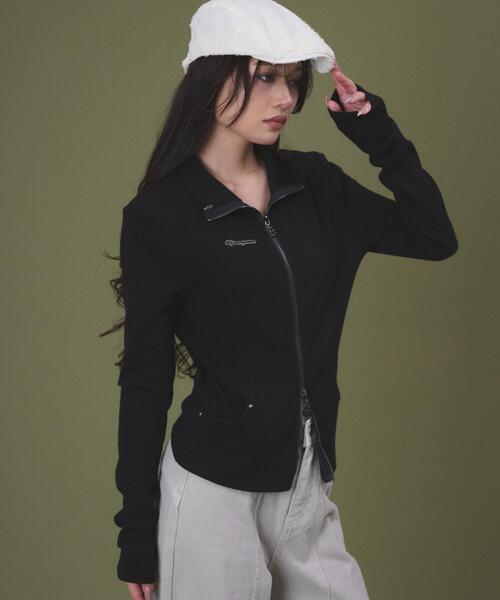 dispark（ディスパーク）の「DISPARK/【26年春夏新作】サークルスターロゴジップTOP（Tシャツ/カットソー・レディース・ブラック/杢グレー・FREE）」の5枚目の写真