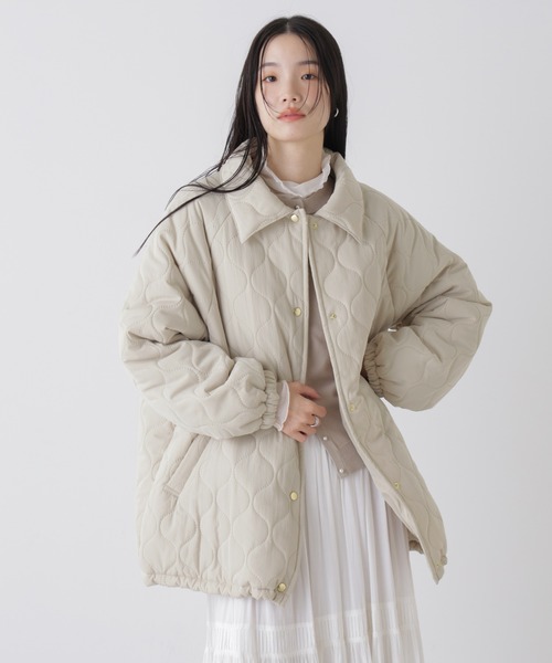 NANO universe(ナノユニバース)の「ひょうたんキルトラグランミドルコート(その他アウター・レディース・ブラック/ライトベージュ/カーキ・FREE)」の13枚目の写真