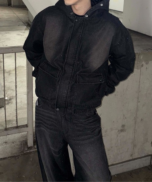 sedacle セダクル フェイクファーフードグリッターデニムブルゾン フェイクファーフードグリッターデニムブルゾン（その他アウター