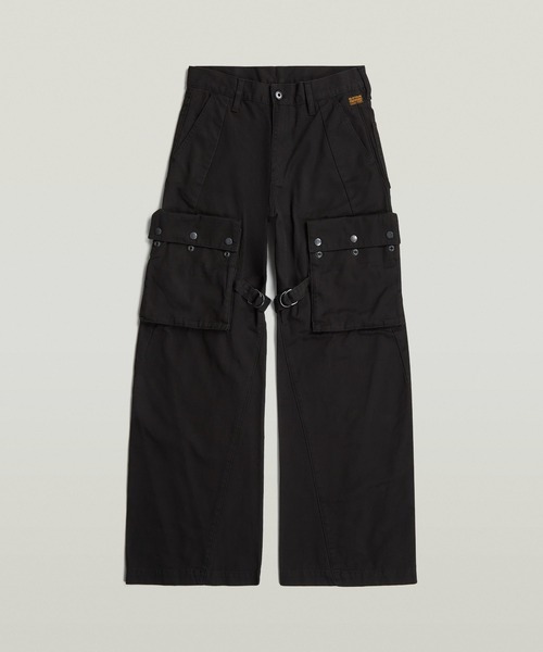 G-STAR(ジースター)の「Mega Cargo Pants/マルチポケットワイドルーズストレートカーゴパンツ(カーゴパンツ・レディース・ダークブラック・25inch/26inch/27inch/24inch)」の1枚目の写真