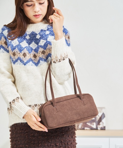 MISCH MASCH(ミッシュマッシュ)の「一部店舗限定 ロングハンドルスウェードボストンバッグ(ショルダーバッグ・レディース・ブラウン/カーキ・フリ-)」の16枚目の写真