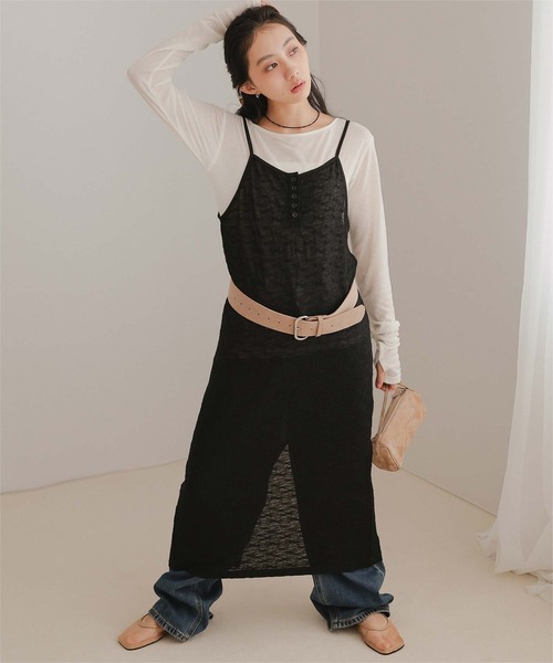 miette（ミエット）の「ヘンリーネックレースキャミワンピース（ワンピース・レディース・オフホワイト/ブラック/ライトブルー・M/L）」の12枚目の写真