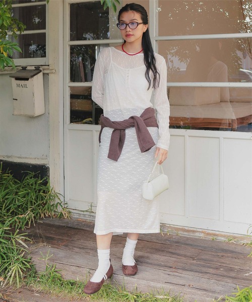 miette（ミエット）の「ヘンリーネックレースキャミワンピース（ワンピース・レディース・オフホワイト/ブラック/ライトブルー・M/L）」の5枚目の写真