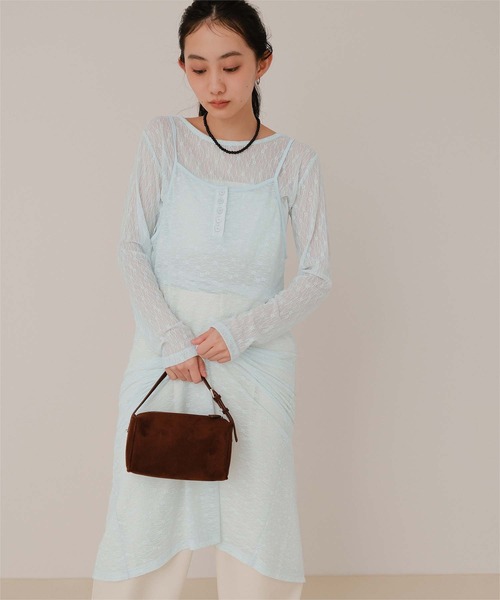 miette（ミエット）の「ヘンリーネックレースキャミワンピース（ワンピース・レディース・オフホワイト/ブラック/ライトブルー・M/L）」の20枚目の写真