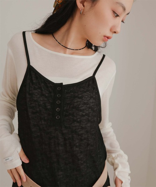 miette（ミエット）の「ヘンリーネックレースキャミワンピース（ワンピース・レディース・オフホワイト/ブラック/ライトブルー・M/L）」の17枚目の写真