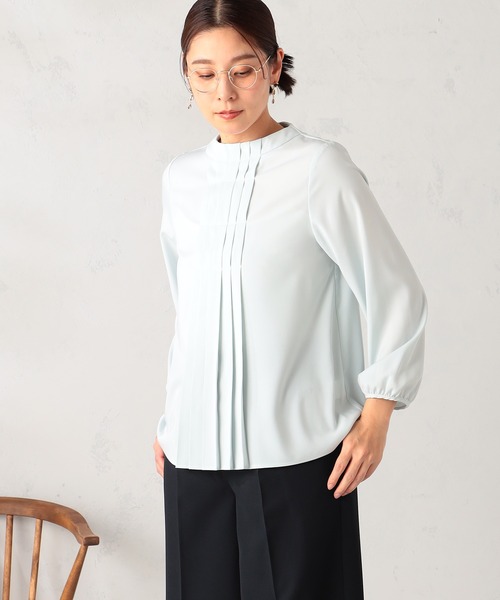 GALLORIA（ギャローリア）の「【お手入れ楽々･洗濯機で洗える】タックブラウス（シャツ/ブラウス・レディース・ホワイト/ライトグリーン/ライトベージュ・L/LL/M/S）」の3枚目の写真