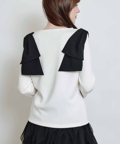PICCIN(ピッチン)の「ショルダーリボンプルオーバー(Tシャツ/カットソー・レディース・ブラック/オフホワイト・M)」の22枚目の写真