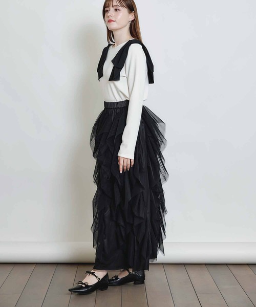 PICCIN(ピッチン)の「ショルダーリボンプルオーバー(Tシャツ/カットソー・レディース・ブラック/オフホワイト・M)」の18枚目の写真