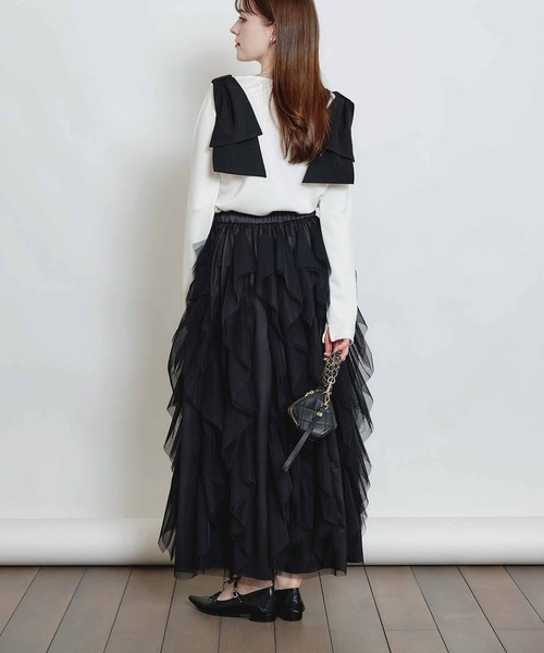 PICCIN(ピッチン)の「ショルダーリボンプルオーバー(Tシャツ/カットソー・レディース・ブラック/オフホワイト・M)」の17枚目の写真