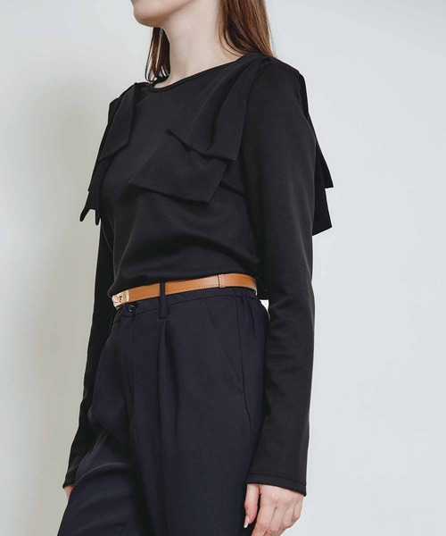 PICCIN(ピッチン)の「ショルダーリボンプルオーバー(Tシャツ/カットソー・レディース・ブラック/オフホワイト・M)」の15枚目の写真