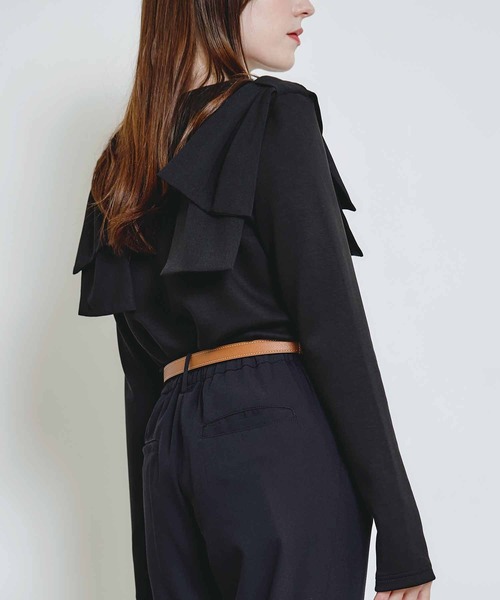 PICCIN(ピッチン)の「ショルダーリボンプルオーバー(Tシャツ/カットソー・レディース・ブラック/オフホワイト・M)」の13枚目の写真