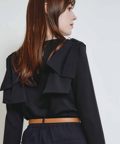 PICCIN(ピッチン)の「ショルダーリボンプルオーバー(Tシャツ/カットソー・レディース・ブラック/オフホワイト・M)」の14枚目の写真