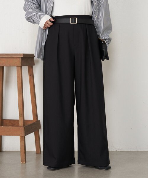Jena espace merveilleux（ジェナ　エスパスメルヴェイユ）の「【美脚見え◎】ワンタックワイドパンツ（その他パンツ・レディース・アイボリー/ブラック/ベージュ・FREE）」の3枚目の写真