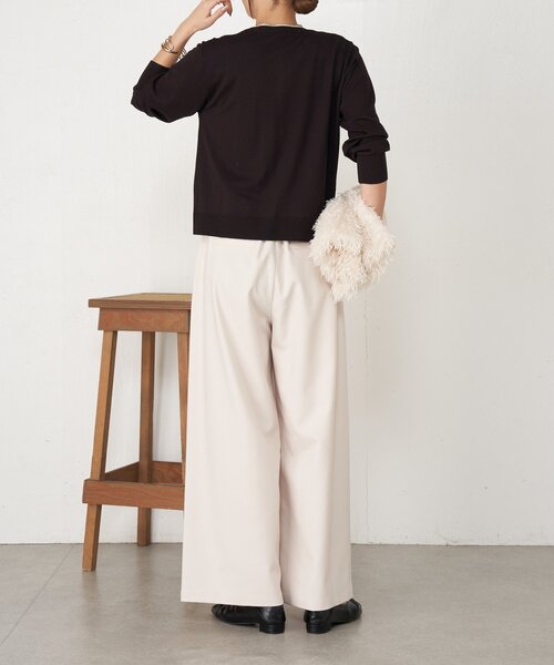 Jena espace merveilleux（ジェナ　エスパスメルヴェイユ）の「【美脚見え◎】ワンタックワイドパンツ（その他パンツ・レディース・アイボリー/ブラック/ベージュ・FREE）」の18枚目の写真