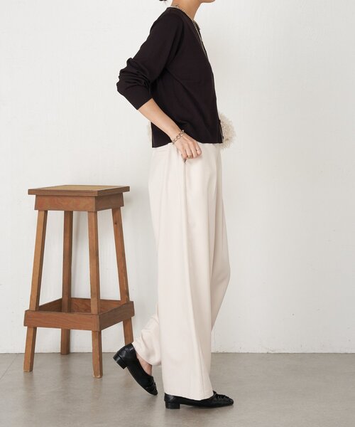 Jena espace merveilleux（ジェナ　エスパスメルヴェイユ）の「【美脚見え◎】ワンタックワイドパンツ（その他パンツ・レディース・アイボリー/ブラック/ベージュ・FREE）」の19枚目の写真