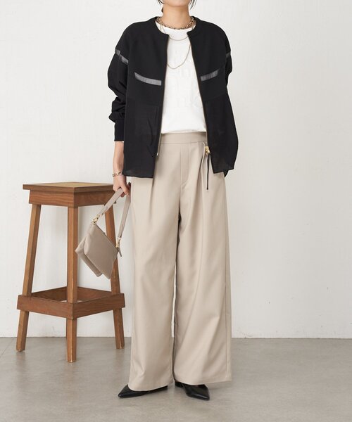 Jena espace merveilleux（ジェナ　エスパスメルヴェイユ）の「【美脚見え◎】ワンタックワイドパンツ（その他パンツ・レディース・アイボリー/ブラック/ベージュ・FREE）」の4枚目の写真
