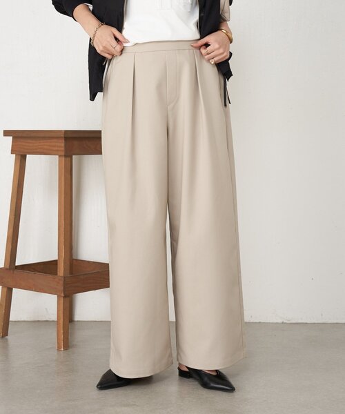 Jena espace merveilleux（ジェナ　エスパスメルヴェイユ）の「【美脚見え◎】ワンタックワイドパンツ（その他パンツ・レディース・アイボリー/ブラック/ベージュ・FREE）」の8枚目の写真