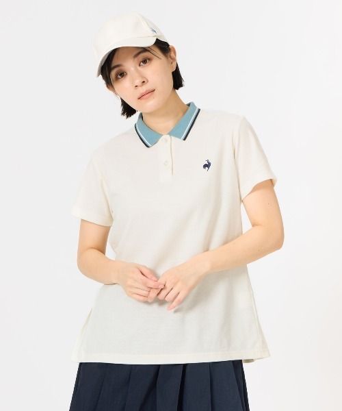 le coq sportif（ルコックスポルティフ）の「バックプリーツカノコポロシャツ（ポロシャツ・レディース・ホワイト/グリーン/ネイビー・L/M/XL/S）」の2枚目の写真