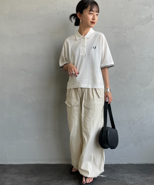 FRED PERRY/フレッドペリー] ワンポイントロゴ刺繍 シアー ポロシャツ