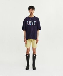 FROM ARLES（フロムアルル）の「ネイビーオーバーサイズアプリケTシャツ / LOVE（Tシャツ/カットソー）」