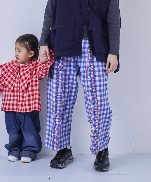 MARKEY'S（マーキーズ）の「ギンガムラウンドフリルロングパンツ/おとな（その他パンツ・レディース・ブルー/レッド/オレンジ/ブラック・170cm/160cm）」の2枚目の写真
