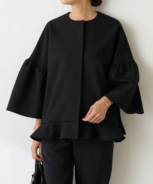 LIVETART（リヴェタート）の「《LIVETART》裾フリルジャケット（その他アウター・レディース・ブラック/ベージュ・FREE）」の5枚目の写真