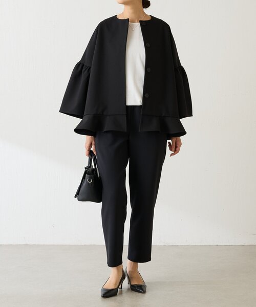 LIVETART（リヴェタート）の「《LIVETART》裾フリルジャケット（その他アウター・レディース・ブラック/ベージュ・FREE）」の6枚目の写真