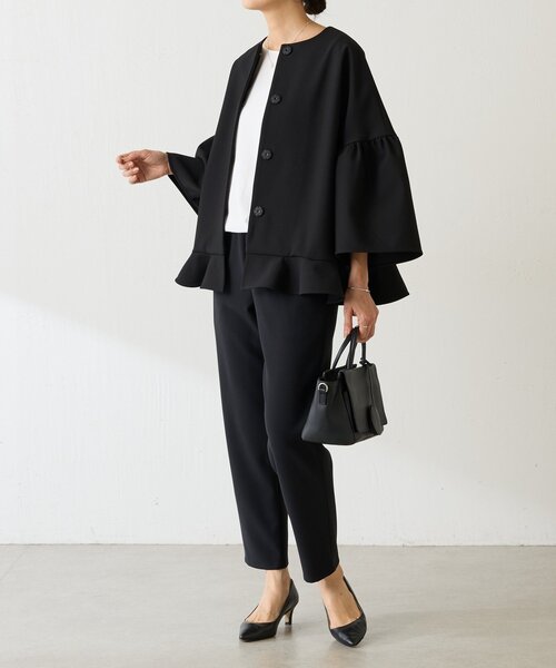 LIVETART（リヴェタート）の「《LIVETART》裾フリルジャケット（その他アウター・レディース・ブラック/ベージュ・FREE）」の9枚目の写真