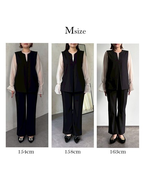 prose verse（プロズヴェール）の「【3点セット】Vネックベストセットアップ（パンツドレス・レディース・アイボリー/ブラック・PL/PM/LARGE/MEDIUM）」の6枚目の写真