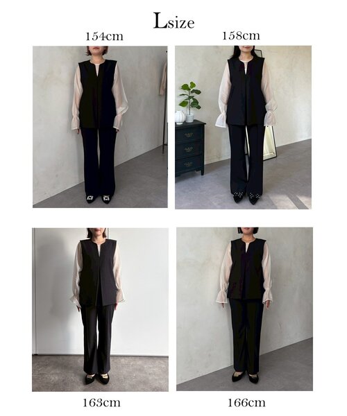 prose verse（プロズヴェール）の「【3点セット】Vネックベストセットアップ（パンツドレス・レディース・アイボリー/ブラック・PL/PM/LARGE/MEDIUM）」の7枚目の写真