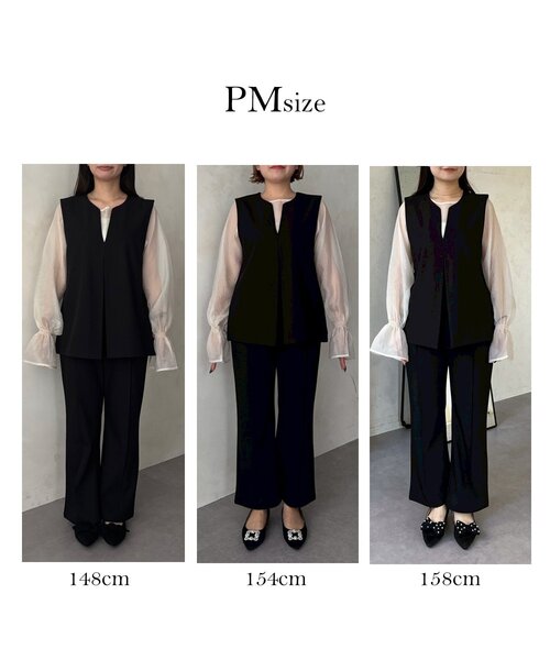 prose verse（プロズヴェール）の「【3点セット】Vネックベストセットアップ（パンツドレス・レディース・アイボリー/ブラック・PL/PM/LARGE/MEDIUM）」の8枚目の写真