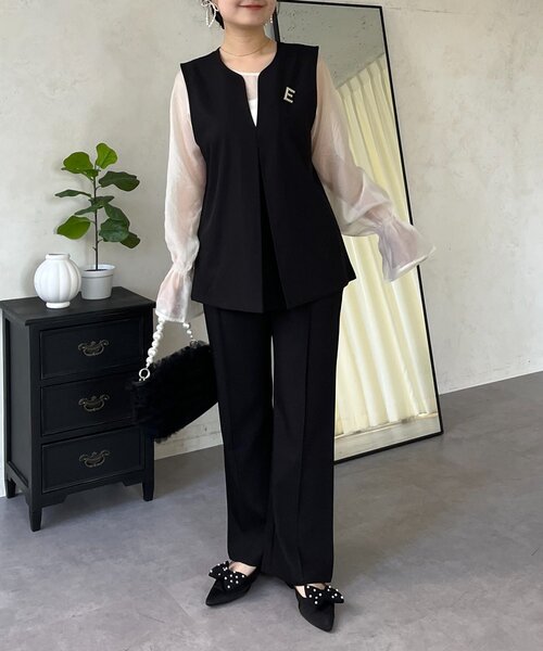 prose verse（プロズヴェール）の「【3点セット】Vネックベストセットアップ（パンツドレス・レディース・アイボリー/ブラック・PL/PM/LARGE/MEDIUM）」の16枚目の写真