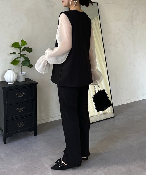 prose verse（プロズヴェール）の「【3点セット】Vネックベストセットアップ（パンツドレス・レディース・アイボリー/ブラック・PL/PM/LARGE/MEDIUM）」の17枚目の写真