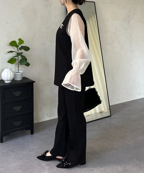 prose verse（プロズヴェール）の「【3点セット】Vネックベストセットアップ（パンツドレス・レディース・アイボリー/ブラック・PL/PM/LARGE/MEDIUM）」の18枚目の写真