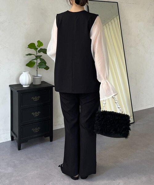 prose verse（プロズヴェール）の「【3点セット】Vネックベストセットアップ（パンツドレス・レディース・アイボリー/ブラック・PL/PM/LARGE/MEDIUM）」の19枚目の写真