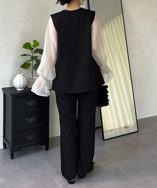 prose verse（プロズヴェール）の「【3点セット】Vネックベストセットアップ（パンツドレス・レディース・アイボリー/ブラック・PL/PM/LARGE/MEDIUM）」の20枚目の写真