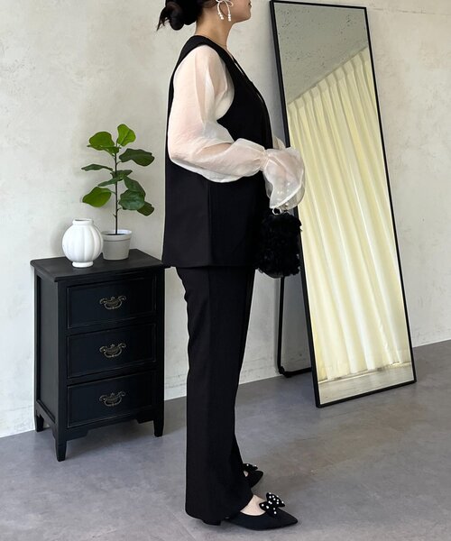 prose verse（プロズヴェール）の「【3点セット】Vネックベストセットアップ（パンツドレス・レディース・アイボリー/ブラック・PL/PM/LARGE/MEDIUM）」の21枚目の写真