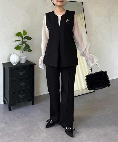 prose verse（プロズヴェール）の「【3点セット】Vネックベストセットアップ（パンツドレス・レディース・アイボリー/ブラック・PL/PM/LARGE/MEDIUM）」の22枚目の写真