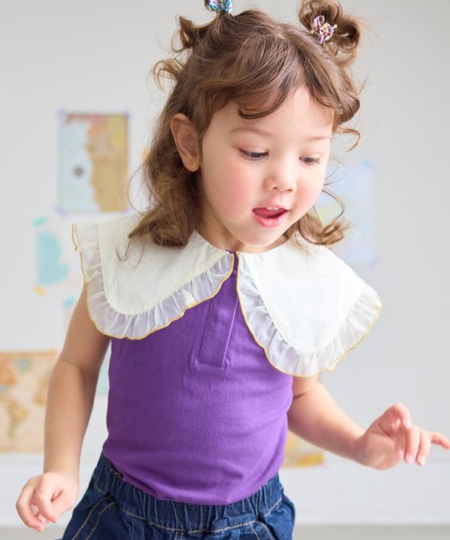 LSP WOW(エルエスピーワオ)の「【LSP WOW!】襟付きノースリーブTee(Tシャツ/カットソー・キッズ・ピンク/パープル/ブラック・100/95/90/130/120/110/80)」の3枚目の写真