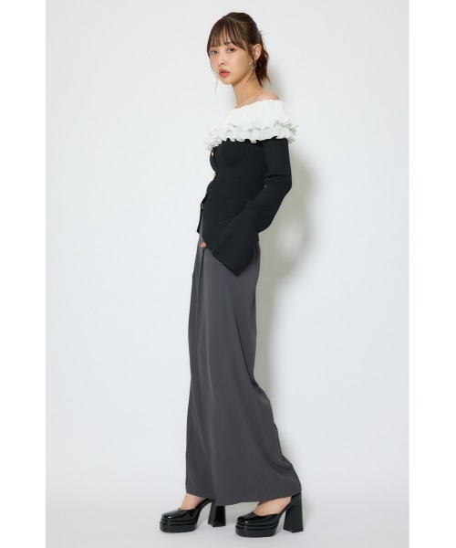 rienda（リエンダ）の「プリーツレースオフショルニットトップス 春服（ニット/セーター・レディース・ブラック/ピンク/ホワイト・FREE）」の8枚目の写真