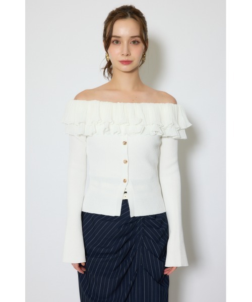 rienda（リエンダ）の「プリーツレースオフショルニットトップス 春服（ニット/セーター・レディース・ブラック/ピンク/ホワイト・FREE）」の15枚目の写真